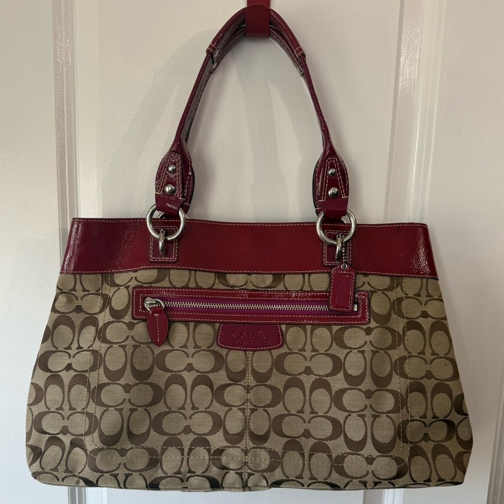Vintage Coach Signature Monogram Brown/Pink Purse